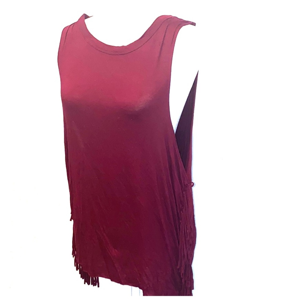 Maroon blouse with fringe